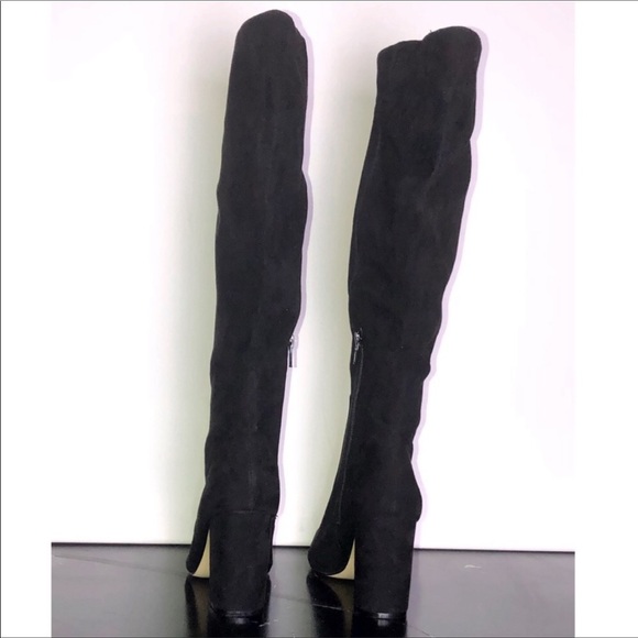 14th & Union Black Faux Suede Heel Tall Boots 6M - Picture 4 of 11